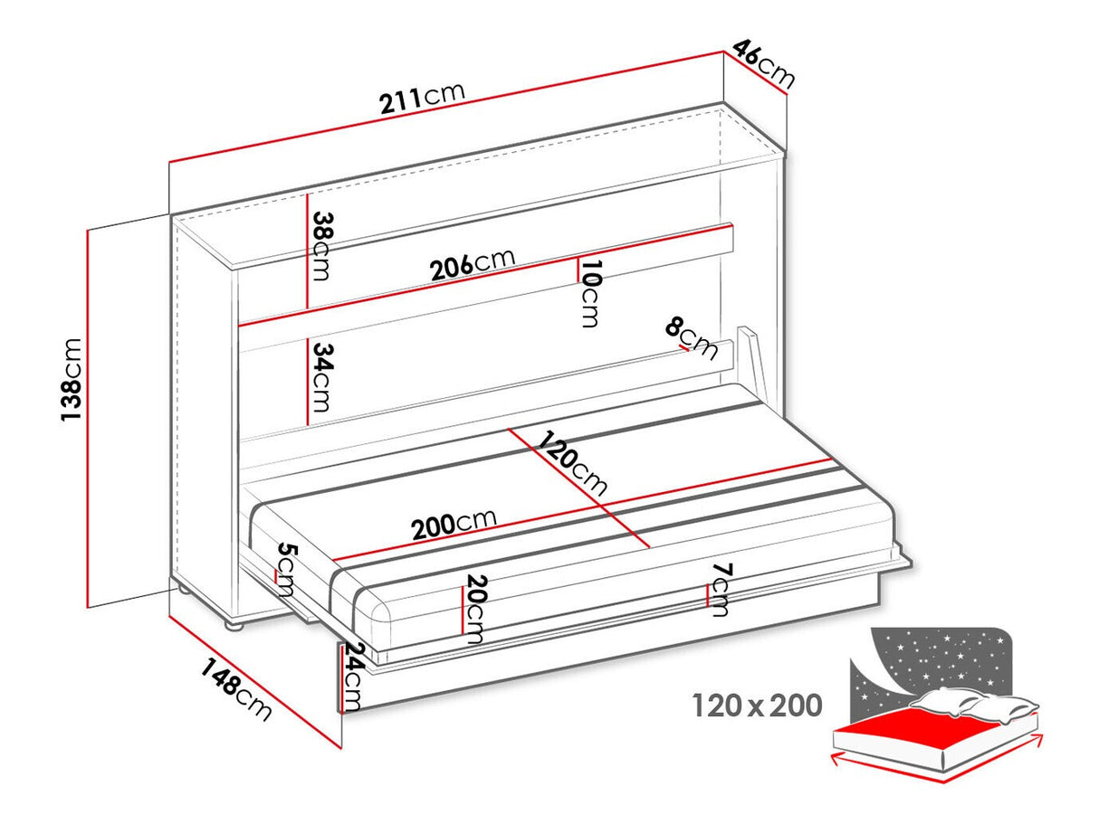 Szekrényágy CONCEPT JUNIOR CJ-03, Led világítás: Igen