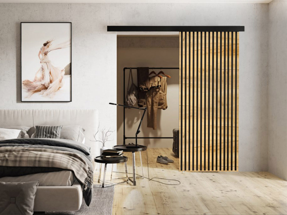 Tolóajtók Drzwi BELMO 80 + samodomykacz, Szín: Kézműves aranytölgy + Fekete