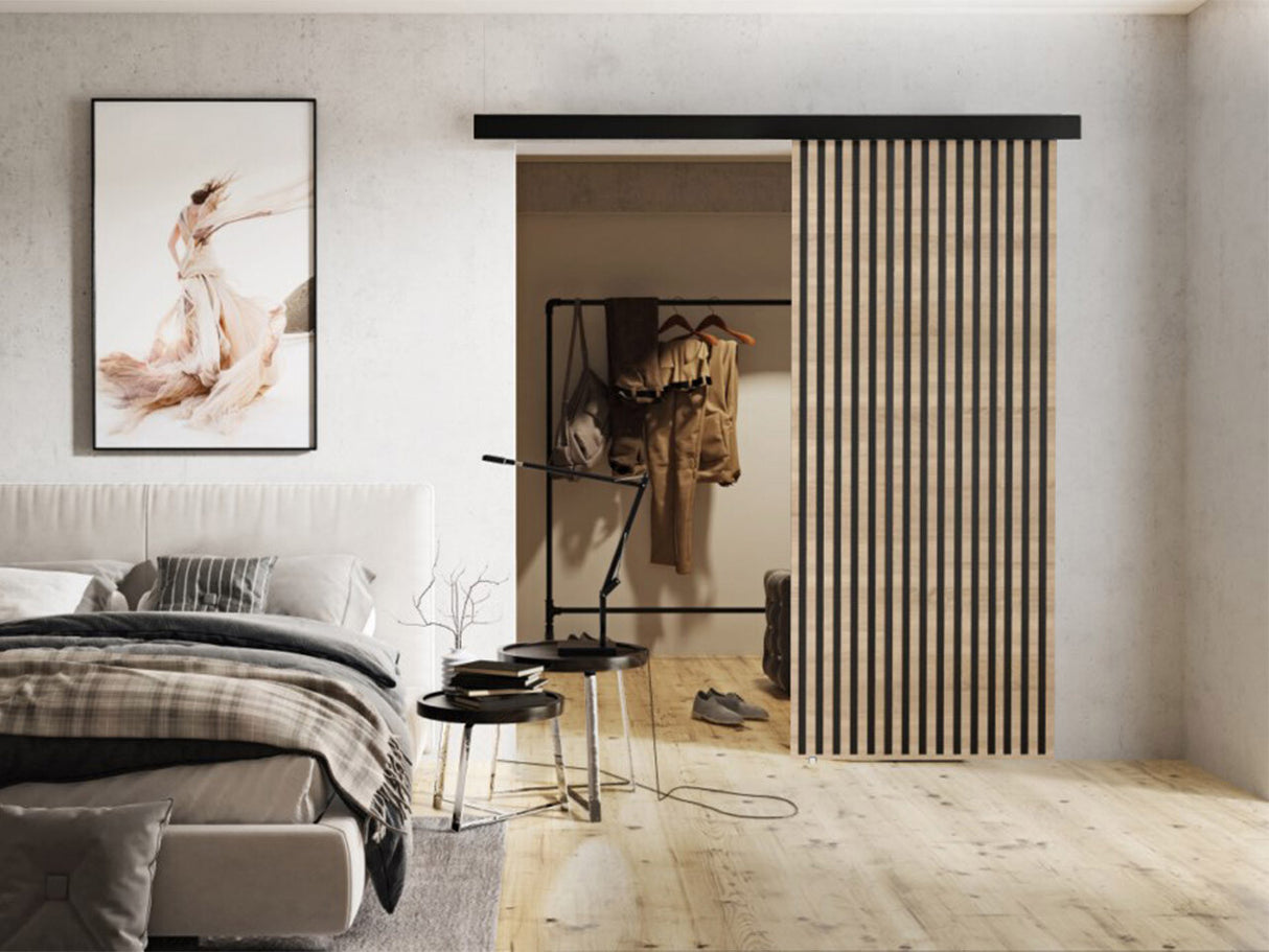 Tolóajtók Drzwi BELMO 80 + samodomykacz, Szín: Sonoma tölgy + Fekete