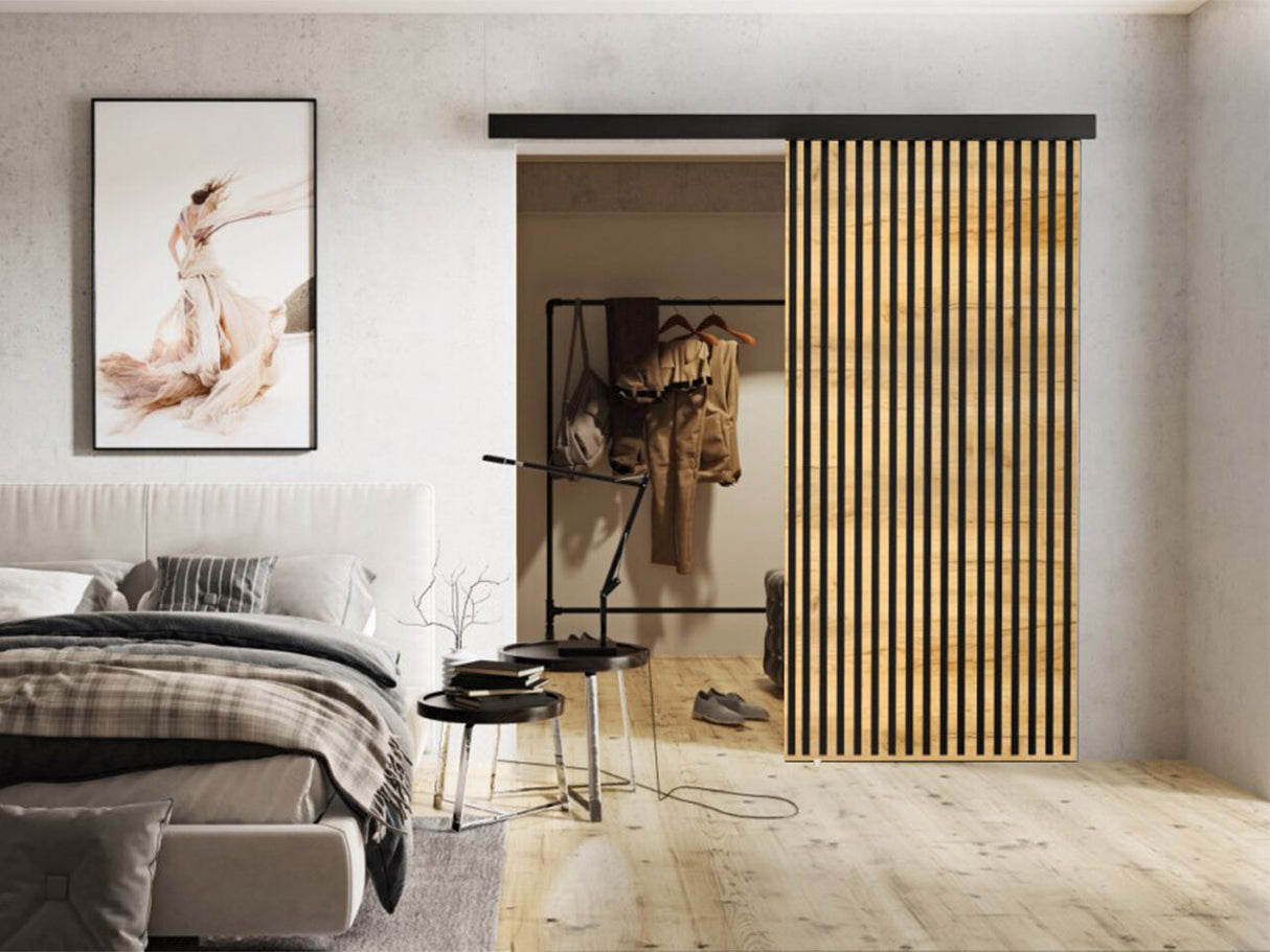 Tolóajtók Drzwi BELMO 90 + samodomykacz, Szín: Kézműves aranytölgy + Fekete