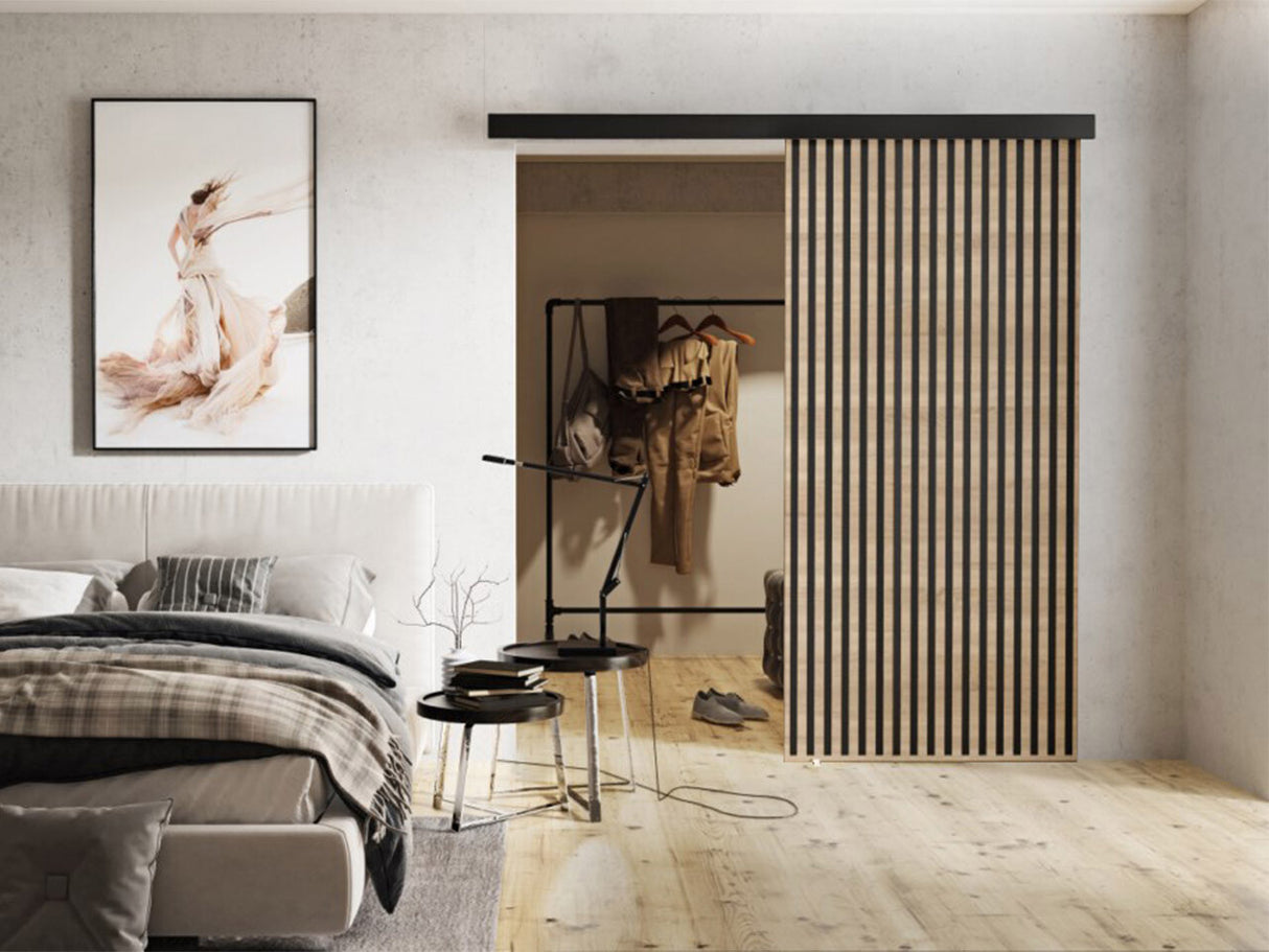 Tolóajtók Drzwi BELMO 90 + samodomykacz, Szín: Sonoma tölgy + Fekete