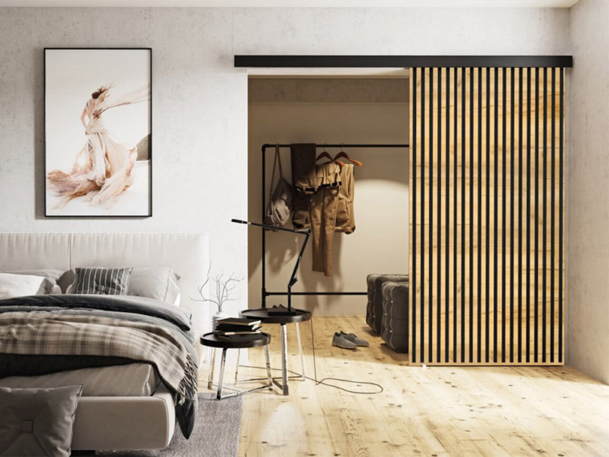 Tolóajtók Drzwi BELMO 100 + samodomykacz, Szín: Kézműves aranytölgy + Fekete