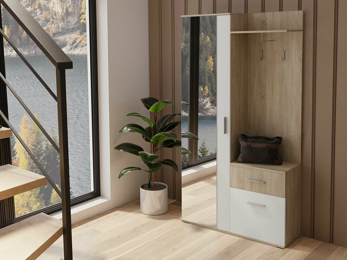 Előszoba garnitúra LUX (Osztály), Szín: Sonoma tölgy + Fehér