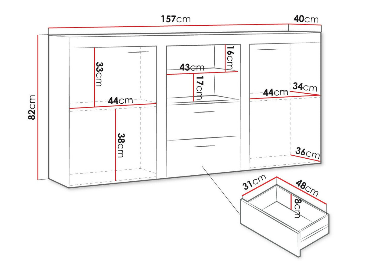 Komód Rumba (Rodos), Led világítás: Igen, Szín: Fehér