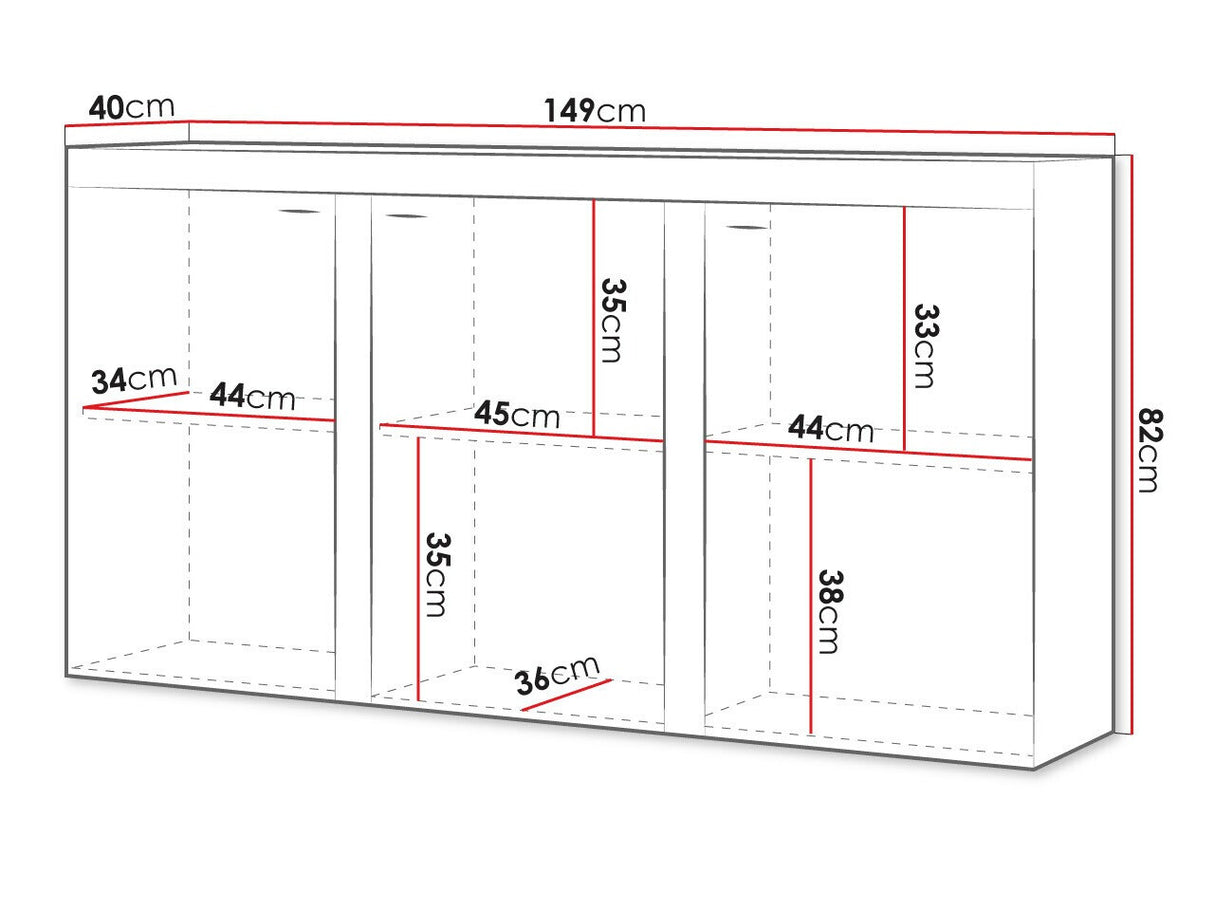 Szekrény Rumba (Rodos 3F), Szín: Lefkas tölgy + Grafit