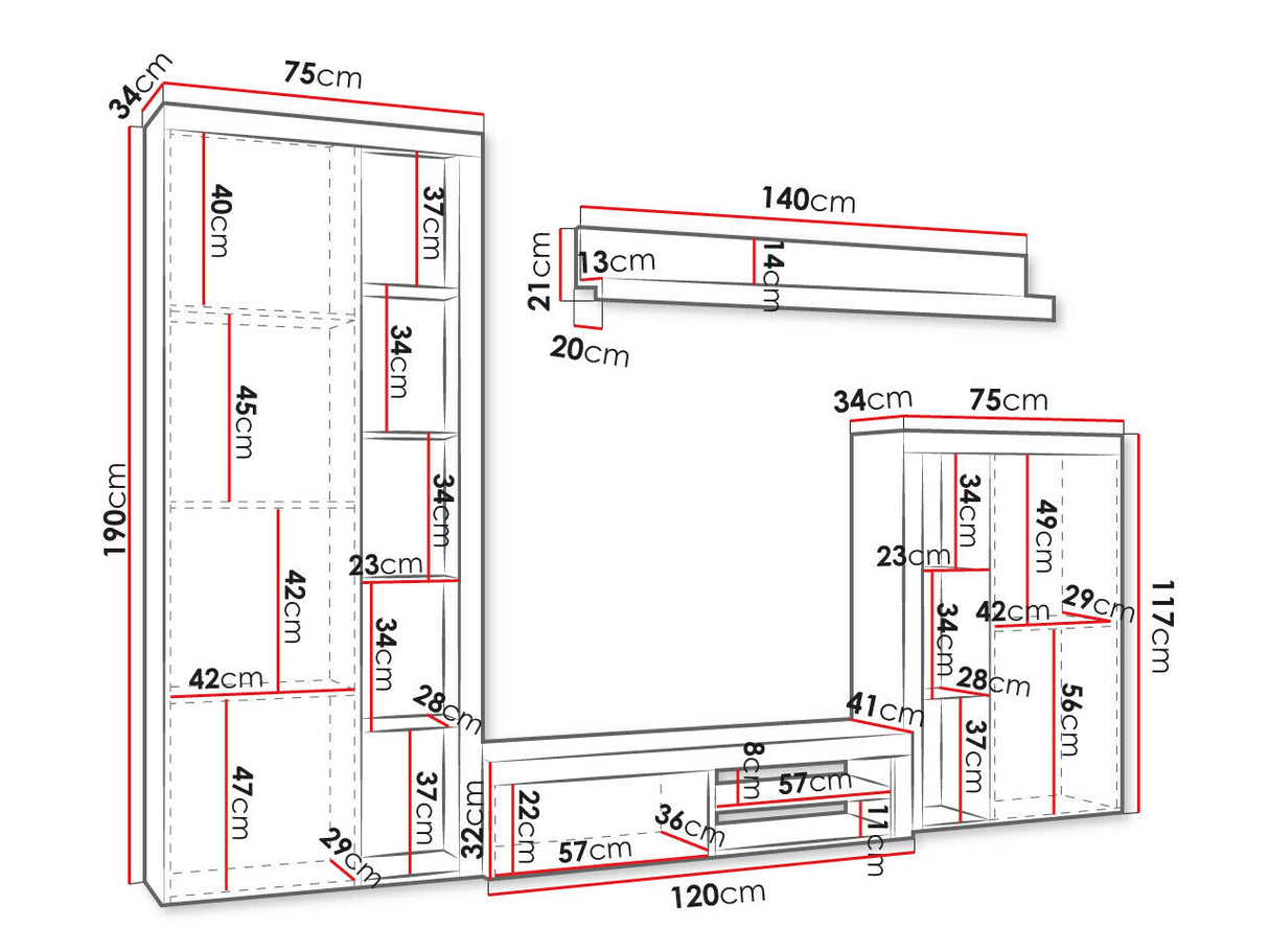 Nappali szett Rumba garnitúra (Rodos), Led világítás: Igen, Szín: Fehér