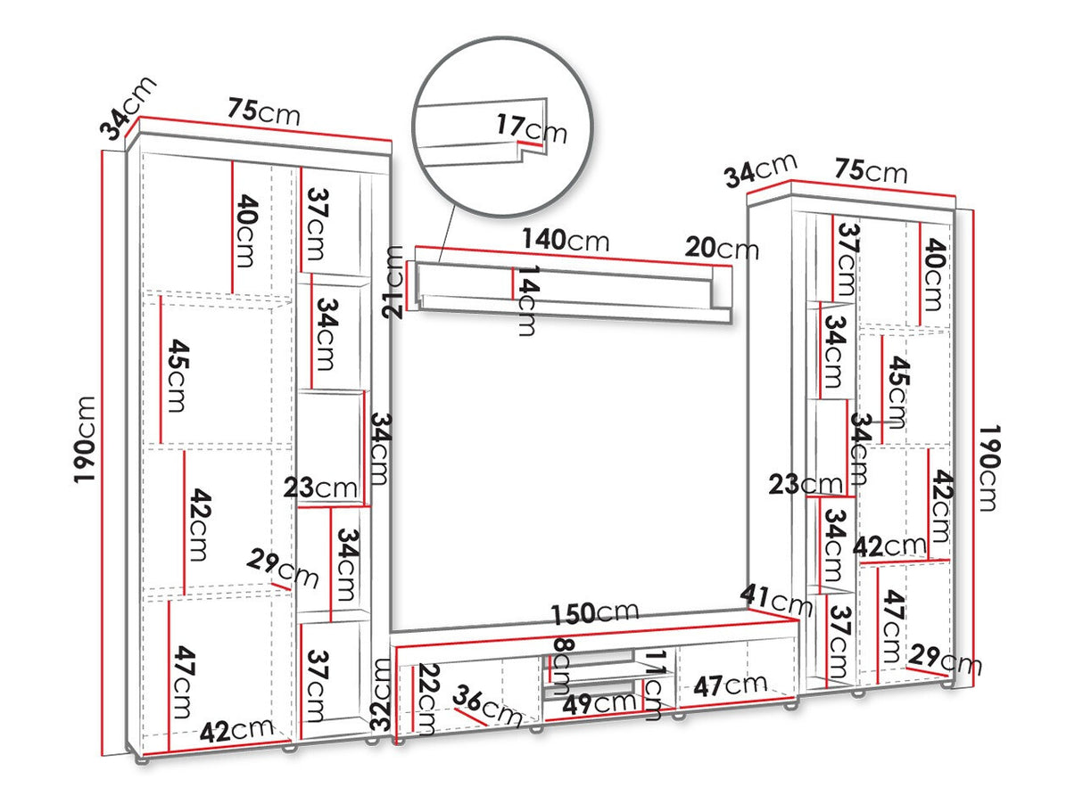 Nappali szett Rumba (Rodos) XL, Led világítás: Nem, Szín: Fehér