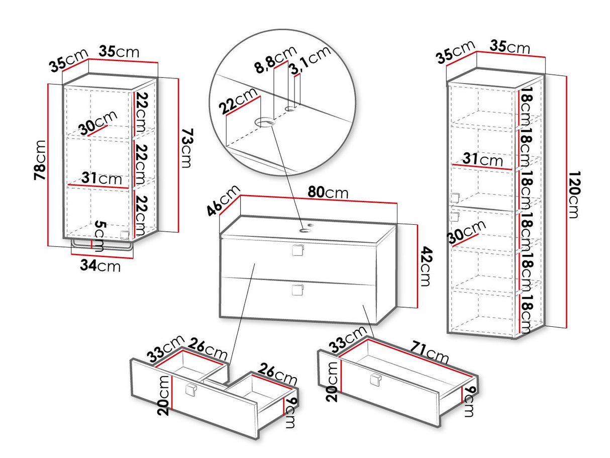 Fürdőszoba garnitúra GARIANO I, Szín: Fehér, Mosdókagyló: Igen