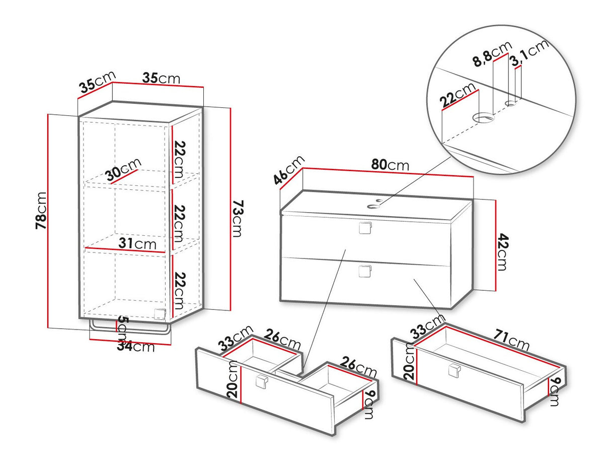 Fürdőszoba garnitúra Garianem IV, Szín: Fehér, Mosdókagyló: Igen