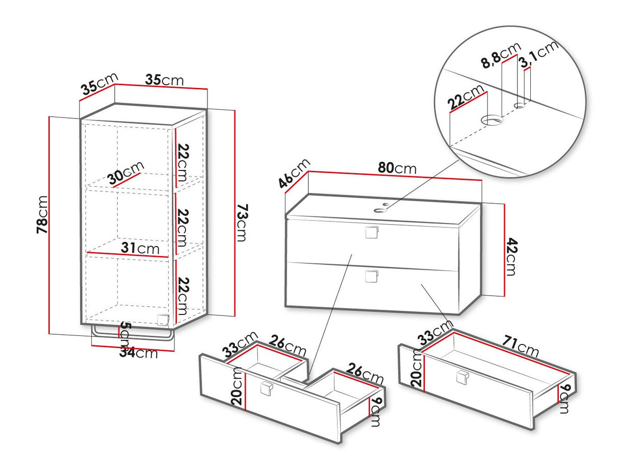 Fürdőszoba garnitúra Garianem IV, Szín: Fekete, Mosdókagyló: Nemt Nem