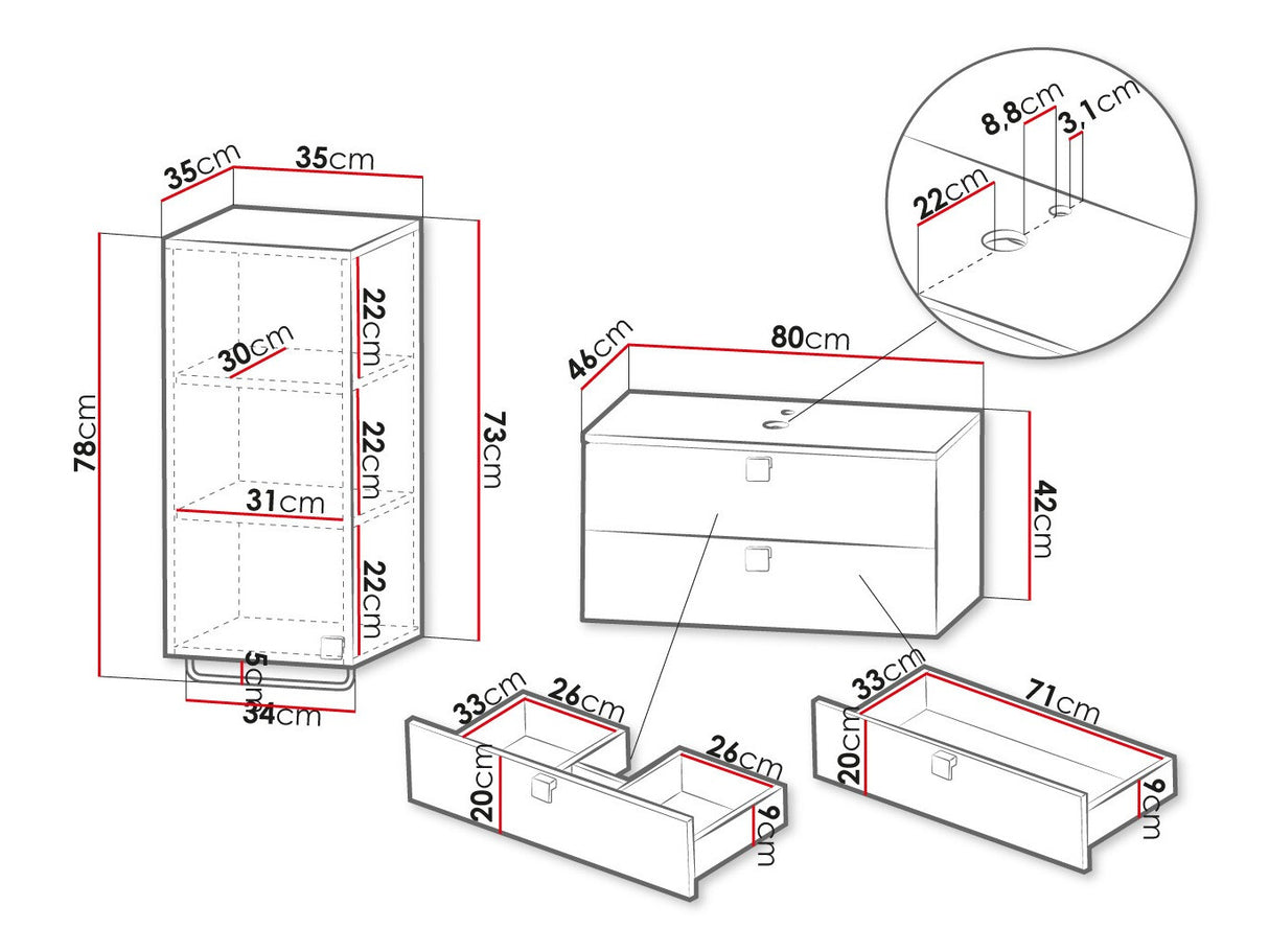 Fürdőszoba garnitúra Garianem IV, Szín: Szürke, Mosdókagyló: Nemt Nem