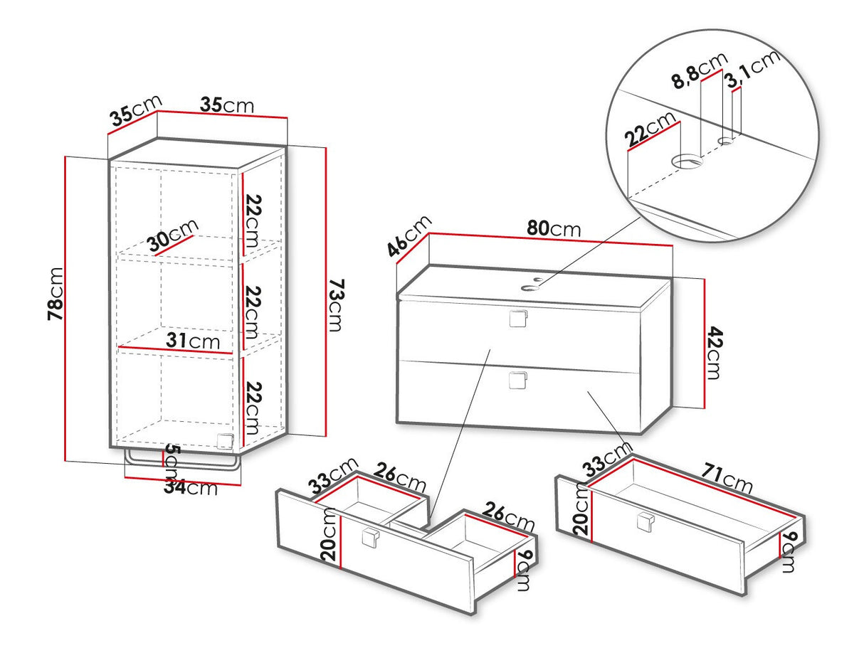 Fürdőszoba garnitúra Garianem IV, Szín: Szürke, Mosdókagyló: Igen
