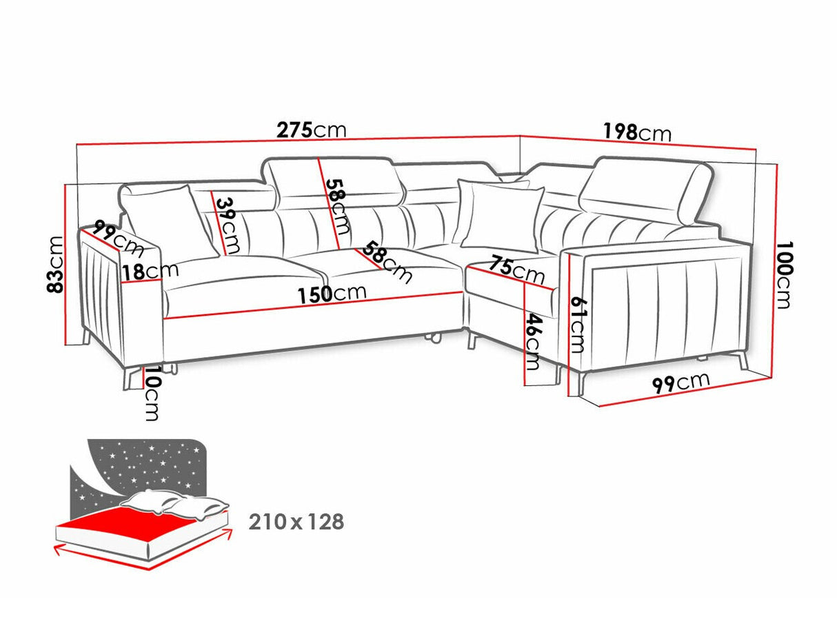 Sarokkanapé Narożnik BALTICO II, Szín: Mono 244 + Botanical 36, Változatok: Balos
