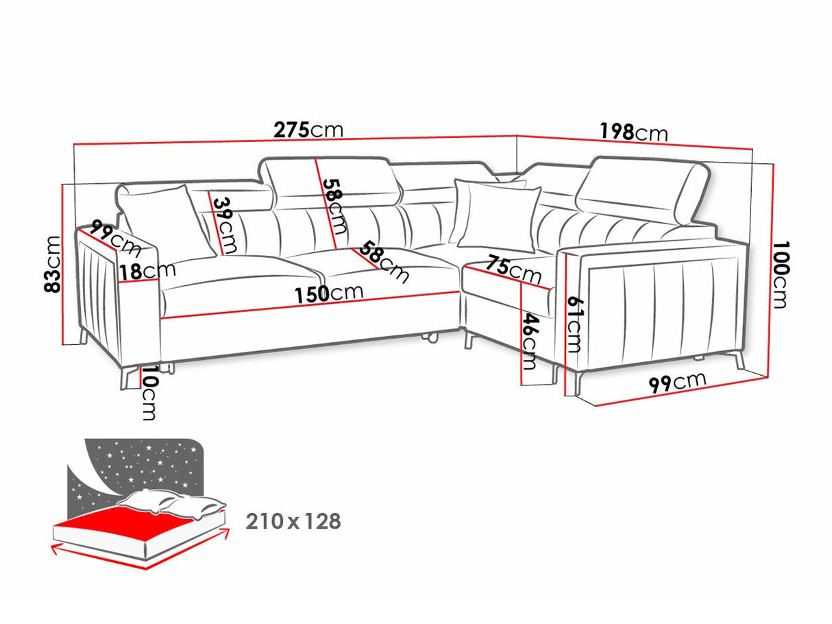 Sarokkanapé Narożnik BALTICO II, Szín: Mono 231 + Botanical 36, Változatok: Balos