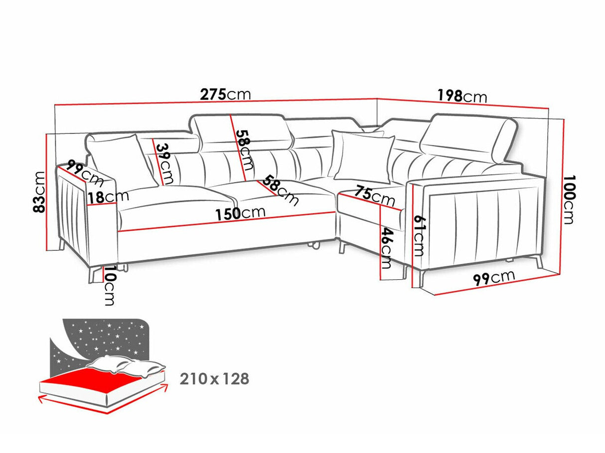 Sarokkanapé Narożnik BALTICO II, Szín: Mono 231 + Botanical 36, Változatok: Jobbos