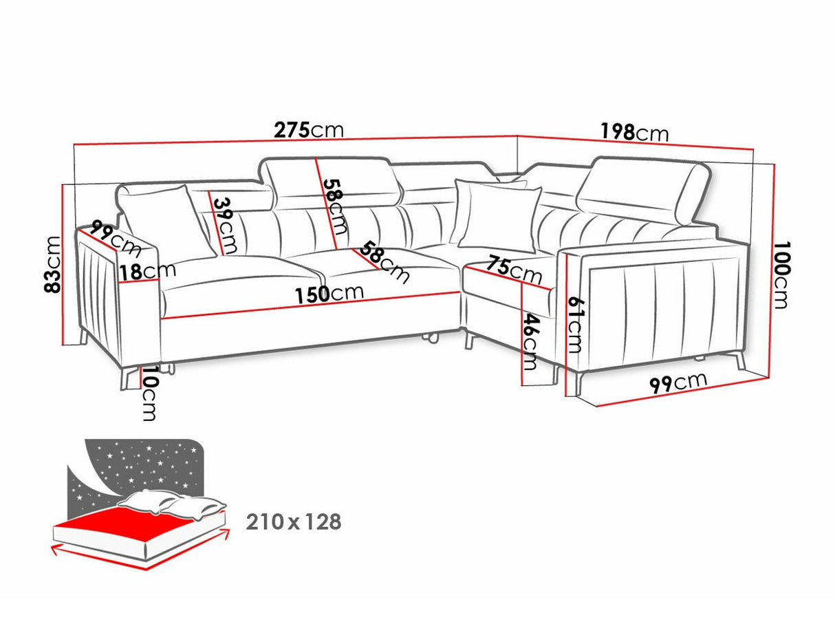 Sarokkanapé Narożnik BALTICO II, Szín: Mono 242 + Botanical 36, Változatok: Jobbos