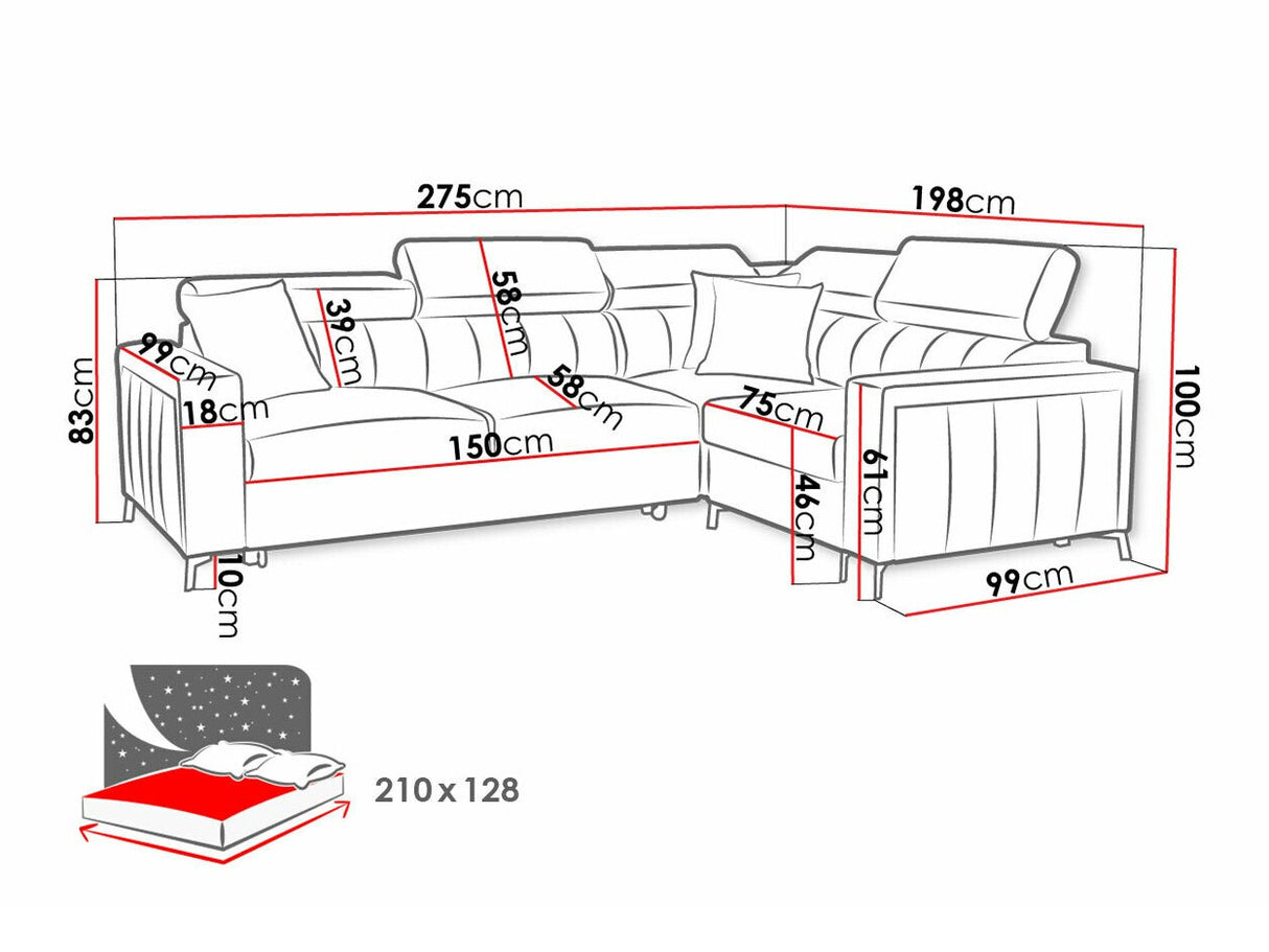 Sarokkanapé Narożnik BALTICO II, Szín: Mono 234 + Botanical 36, Változatok: Balos