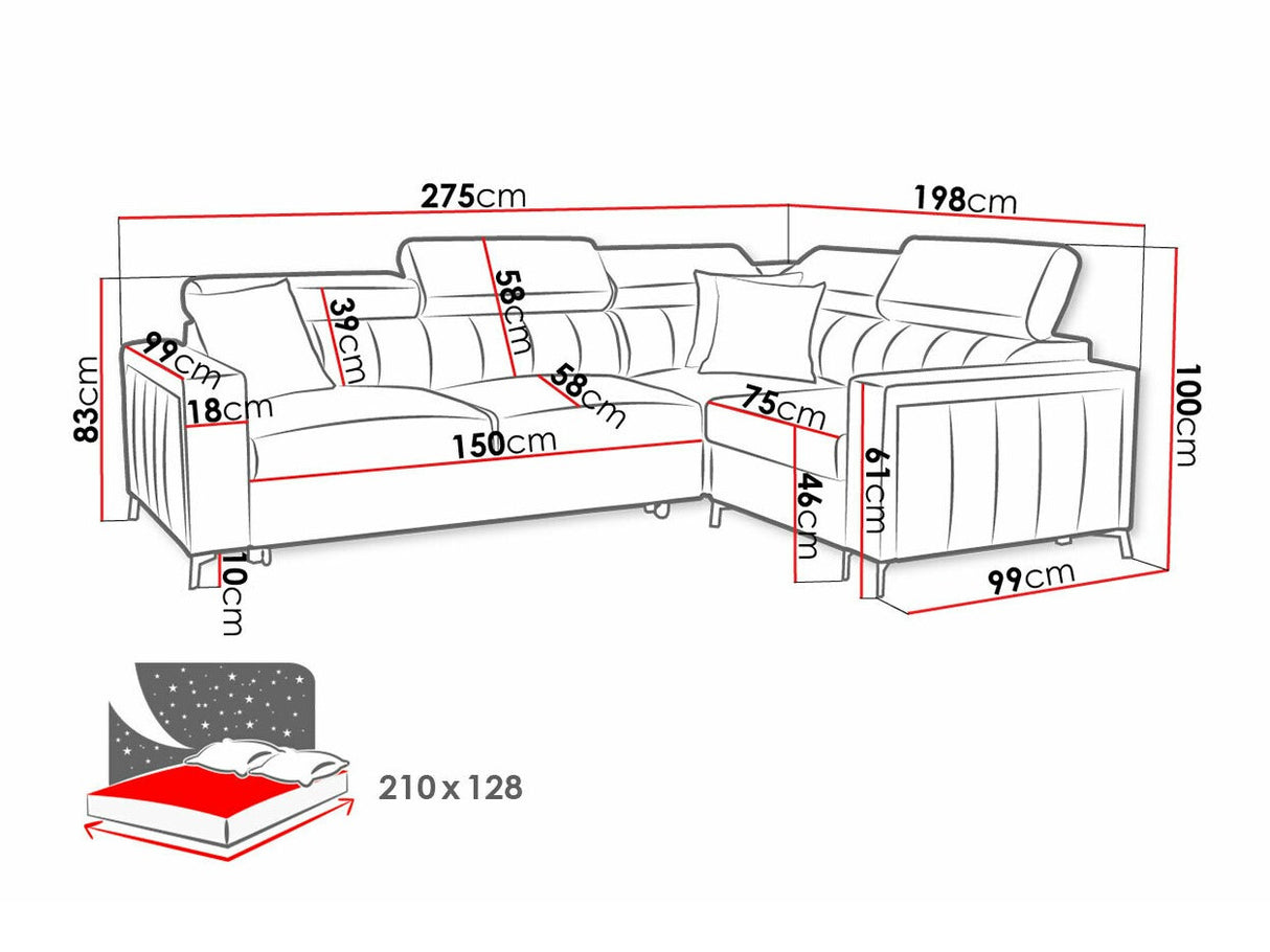 Sarokkanapé Narożnik BALTICO II, Szín: Mono 235 + Botanical 36, Változatok: Balos