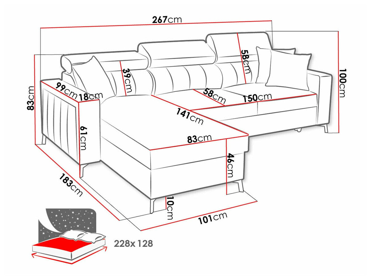 Sarokkanapé Narożnik BALTICO I MAXI, Szín: Mono 231 + Botanical 36, Változatok: Balos