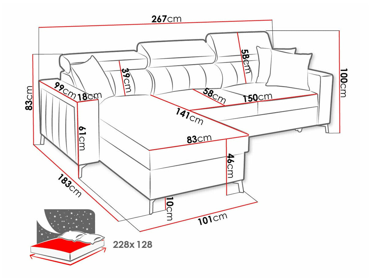 Sarokkanapé Narożnik BALTICO I MAXI, Szín: Mono 244 + Botanical 36, Változatok: Jobbos