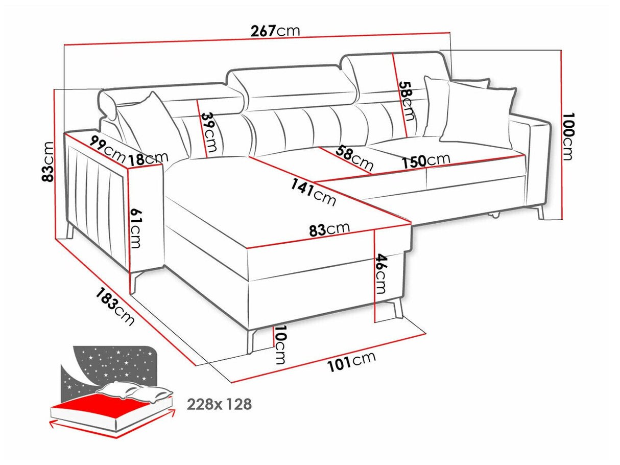 Sarokkanapé Narożnik BALTICO I MAXI, Szín: Mono 242 + Botanical 36, Változatok: Balos