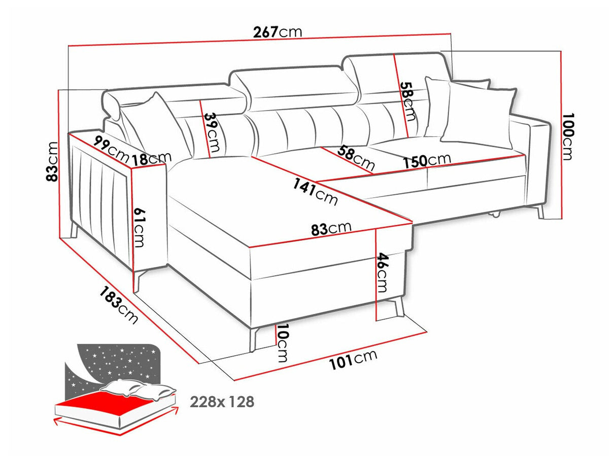 Sarokkanapé Narożnik BALTICO I MAXI, Szín: Mono 234 + Botanical 36, Változatok: Balos