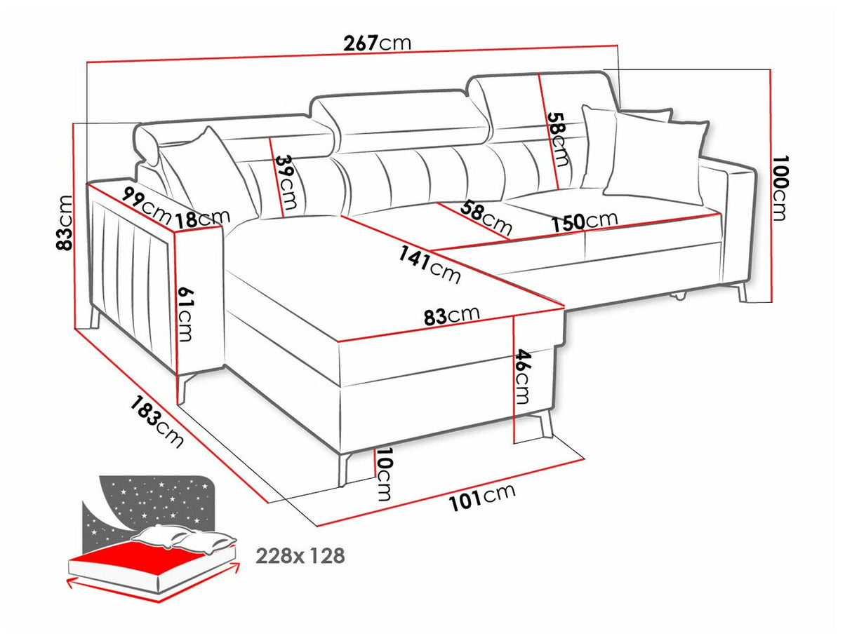 Sarokkanapé Narożnik BALTICO I MAXI, Szín: Mono 234 + Botanical 36, Változatok: Jobbos