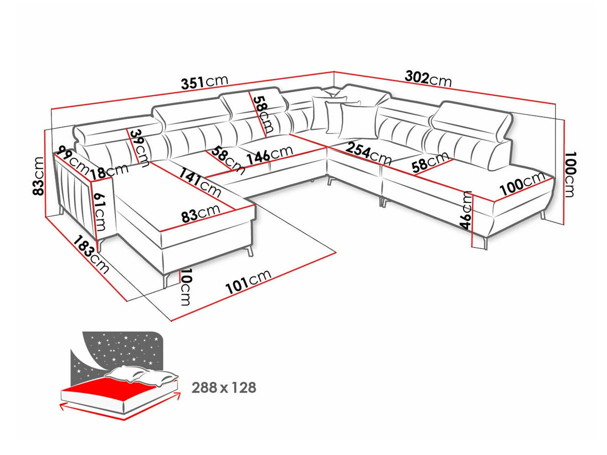 Sarokkanapé Narożnik BALTICO IX, Szín: Mono 231 + Botanical 36, Változatok: Balos