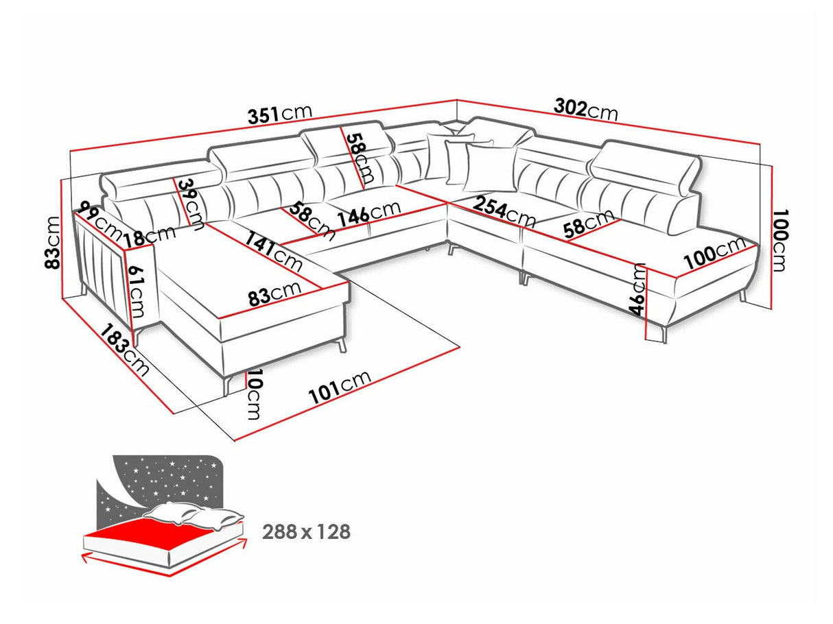 Sarokkanapé Narożnik BALTICO IX, Szín: Mono 235 + Botanical 36, Változatok: Balos
