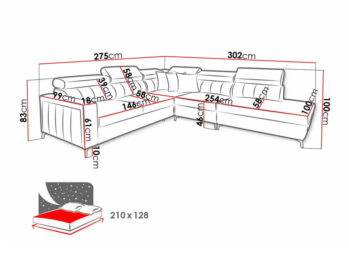 Sarokkanapé Narożnik BALTICO VIII, Szín: Mono 242 + Botanical 36, Változatok: Balos