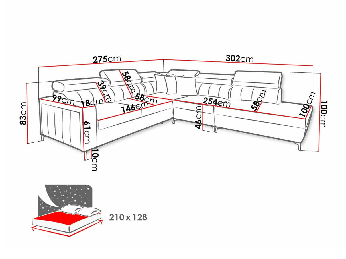 Sarokkanapé Narożnik BALTICO VIII, Szín: Mono 234 + Botanical 36, Változatok: Balos
