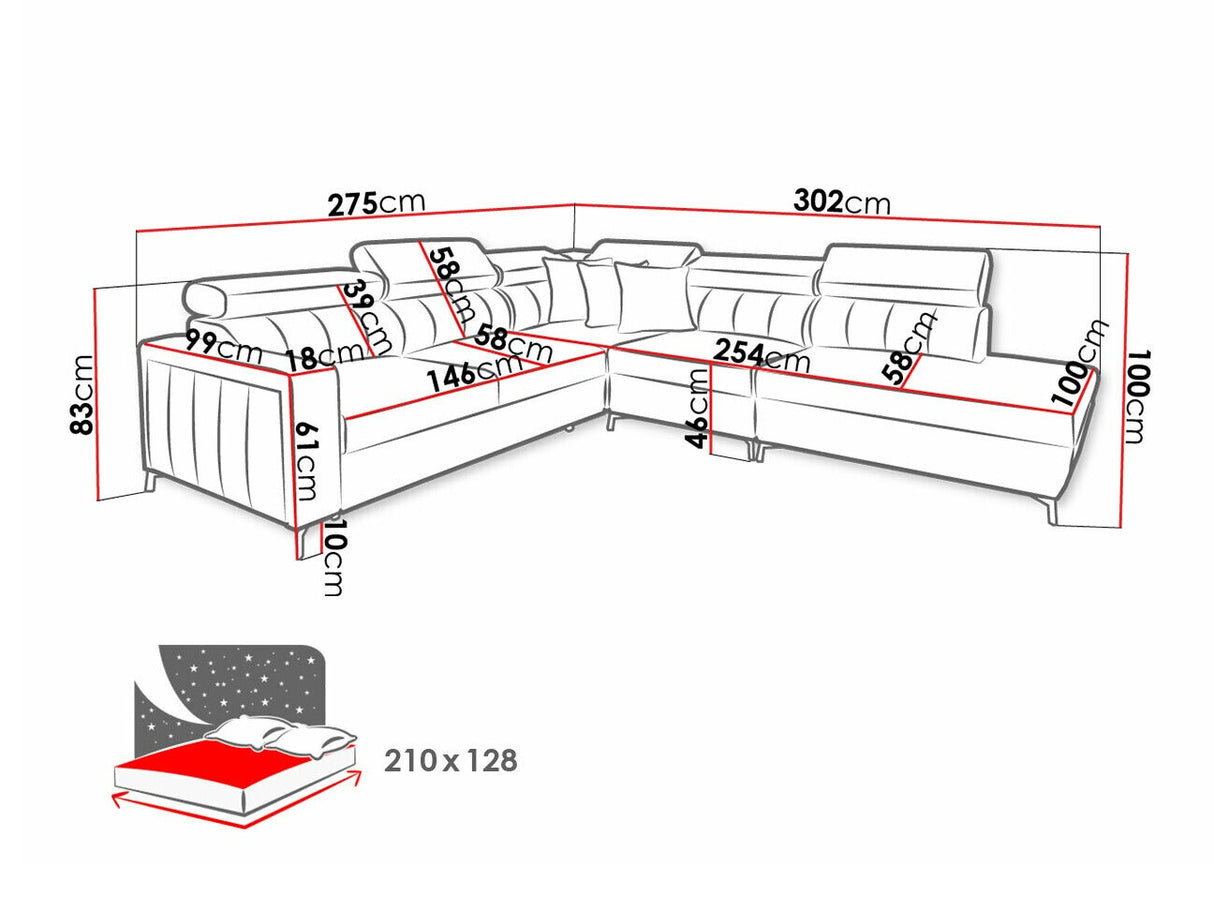 Sarokkanapé Narożnik BALTICO VIII, Szín: Mono 235 + Botanical 36, Változatok: Balos