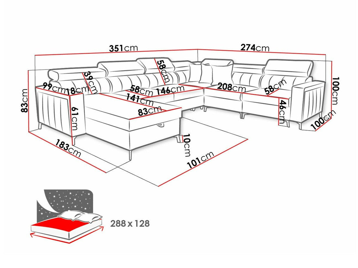 Sarokkanapé Narożnik BALTICO VII, Szín: Mono 231 + Botanical 36, Változatok: Balos