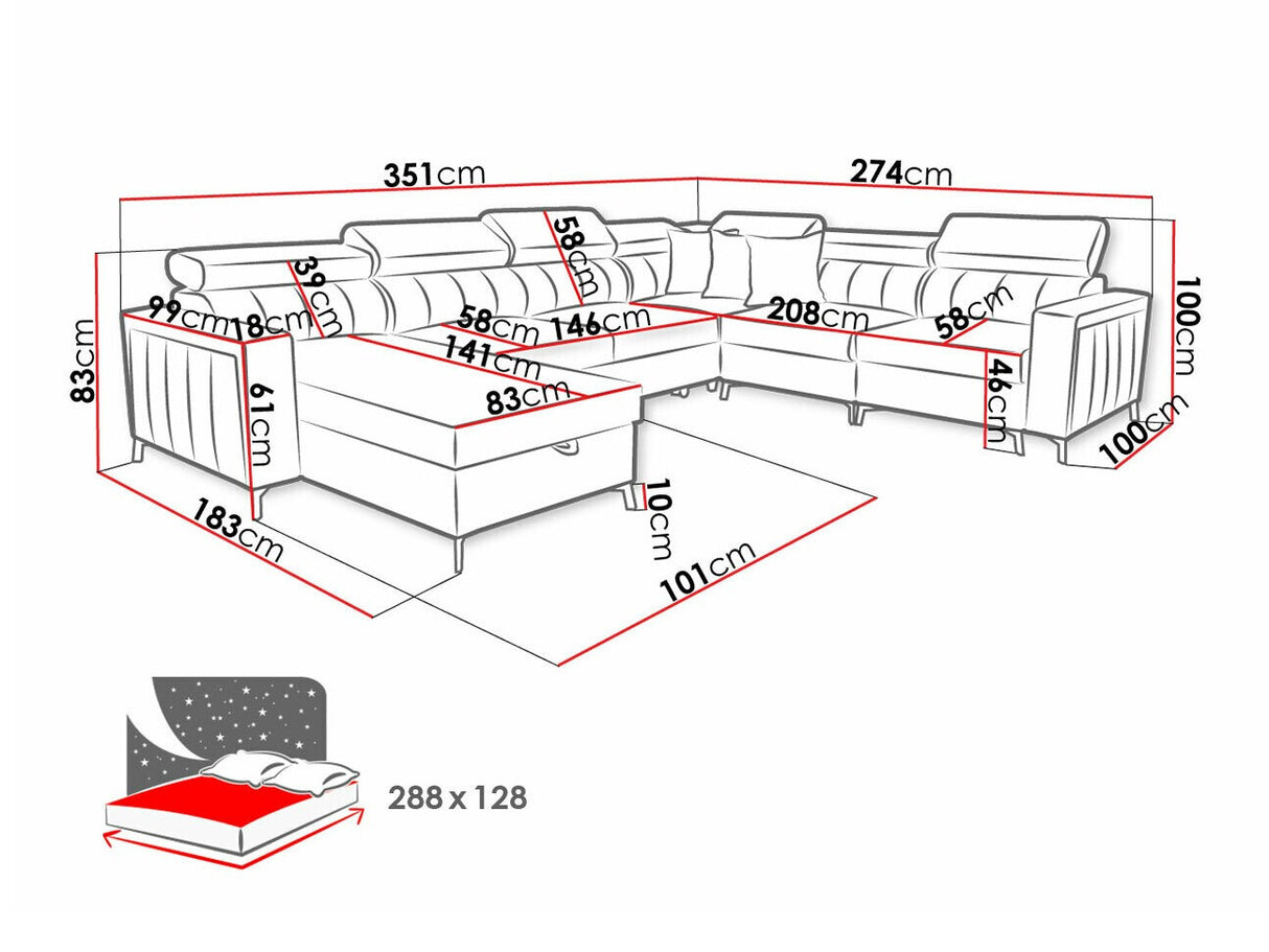 Sarokkanapé Narożnik BALTICO VII, Szín: Mono 244 + Botanical 36, Változatok: Balos