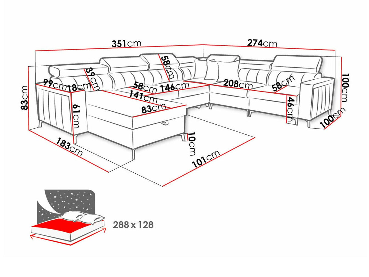 Sarokkanapé Narożnik BALTICO VII, Szín: Mono 242 + Botanical 36, Változatok: Balos