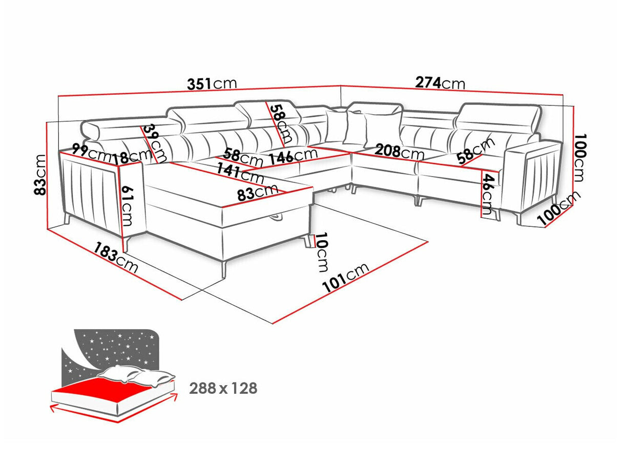 Sarokkanapé Narożnik BALTICO VII, Szín: Mono 234 + Botanical 36, Változatok: Balos