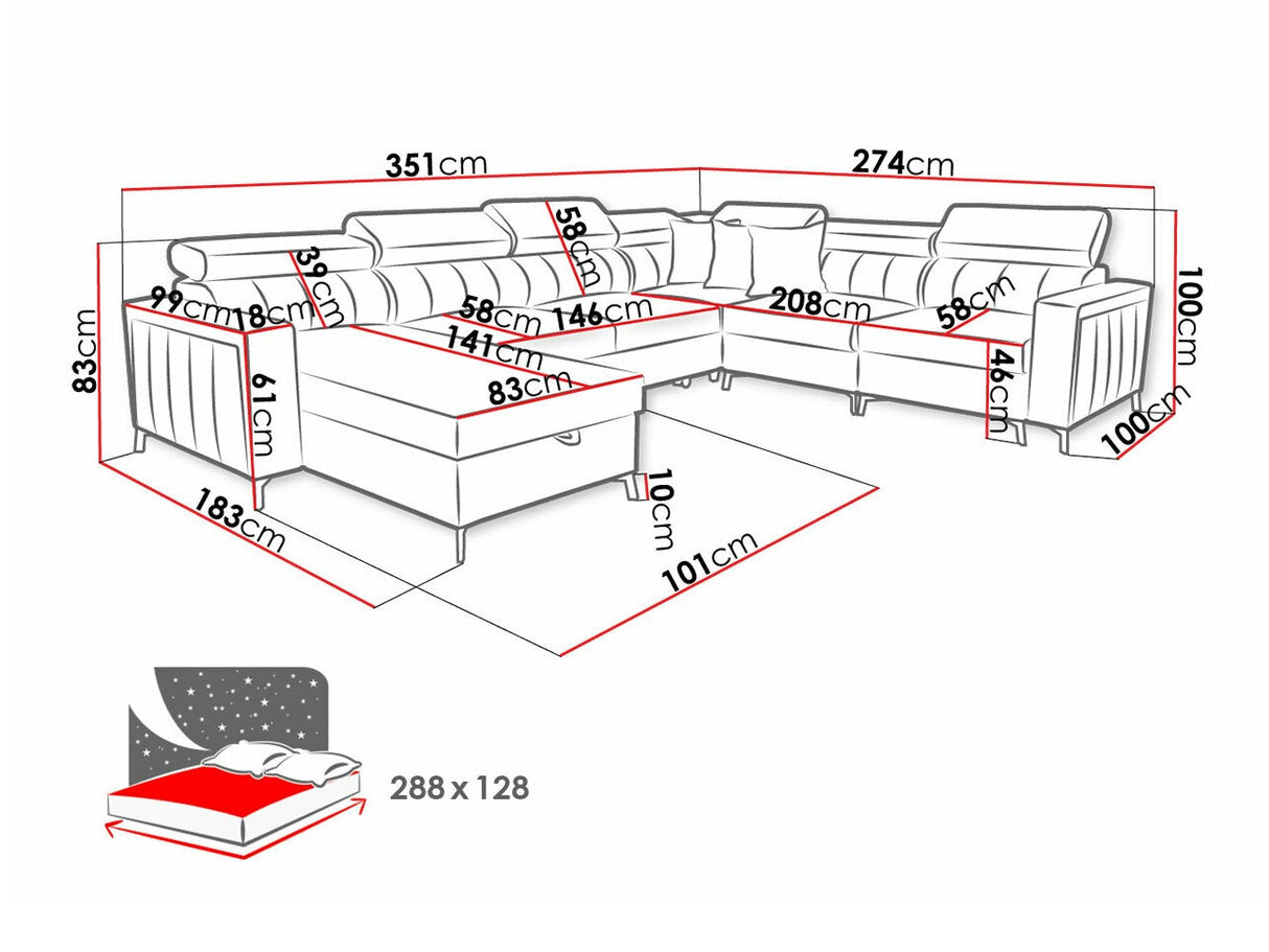 Sarokkanapé Narożnik BALTICO VII, Szín: Mono 235 + Botanical 36, Változatok: Balos