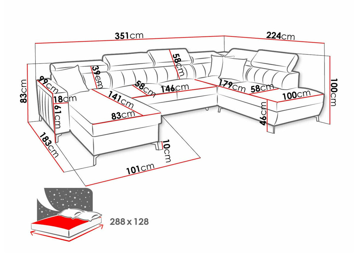 Sarokkanapé Narożnik BALTICO VI, Szín: Mono 242 + Botanical 36, Változatok: Balos