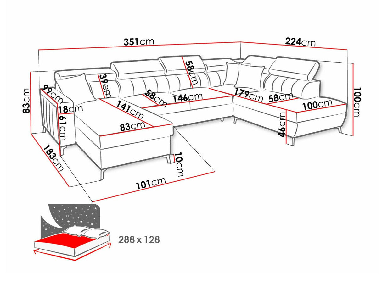 Sarokkanapé Narożnik BALTICO VI, Szín: Mono 235 + Botanical 36, Változatok: Balos