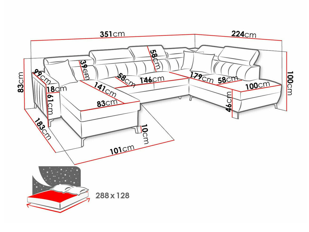 Sarokkanapé Narożnik BALTICO VI, Szín: Mono 235 + Botanical 36, Változatok: Jobbos