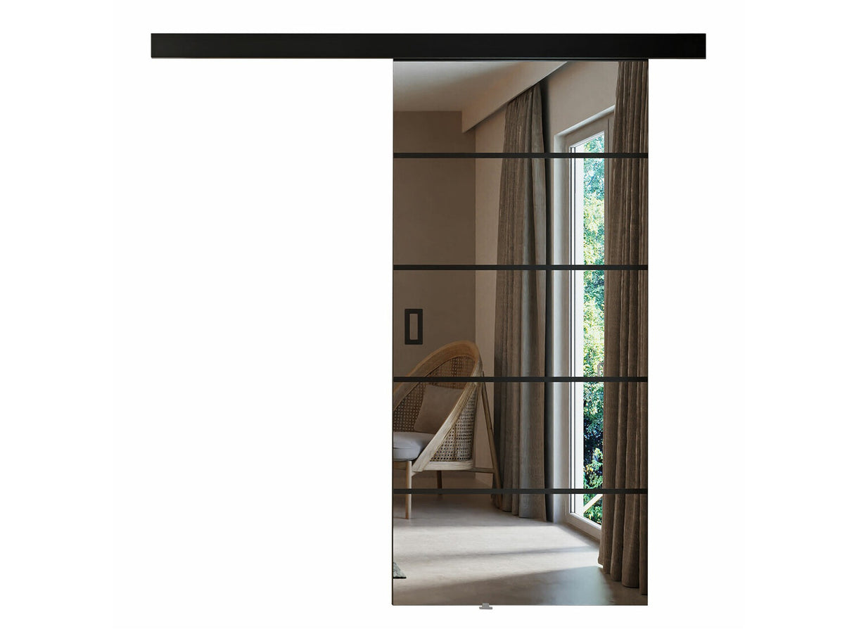 Tolóajtók Drzwi przesuwne MESTO PLUS 70 + samodomykacz Czarny + Lustro