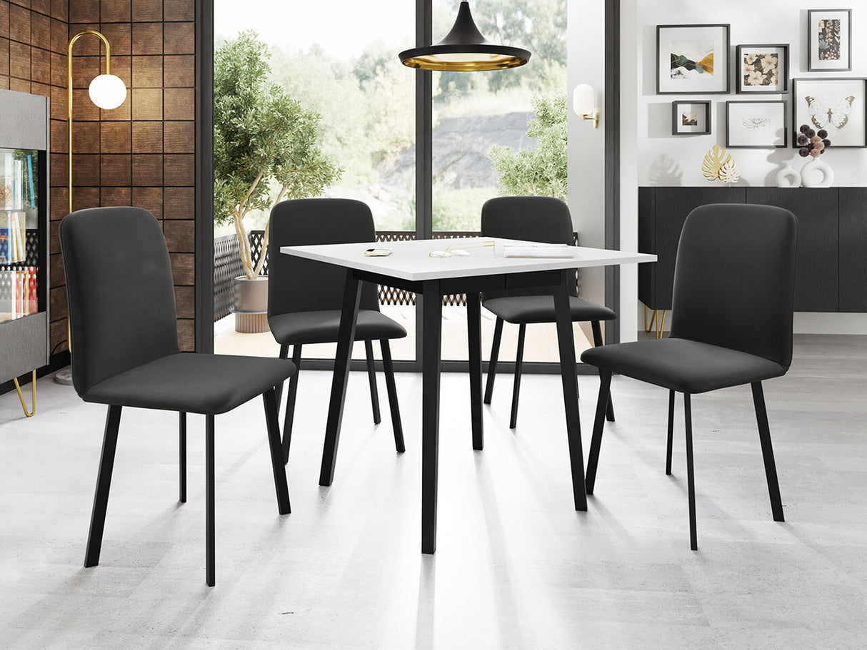 Asztal Stół ARIEL S 85x85, Szín: Fehér + Fekete