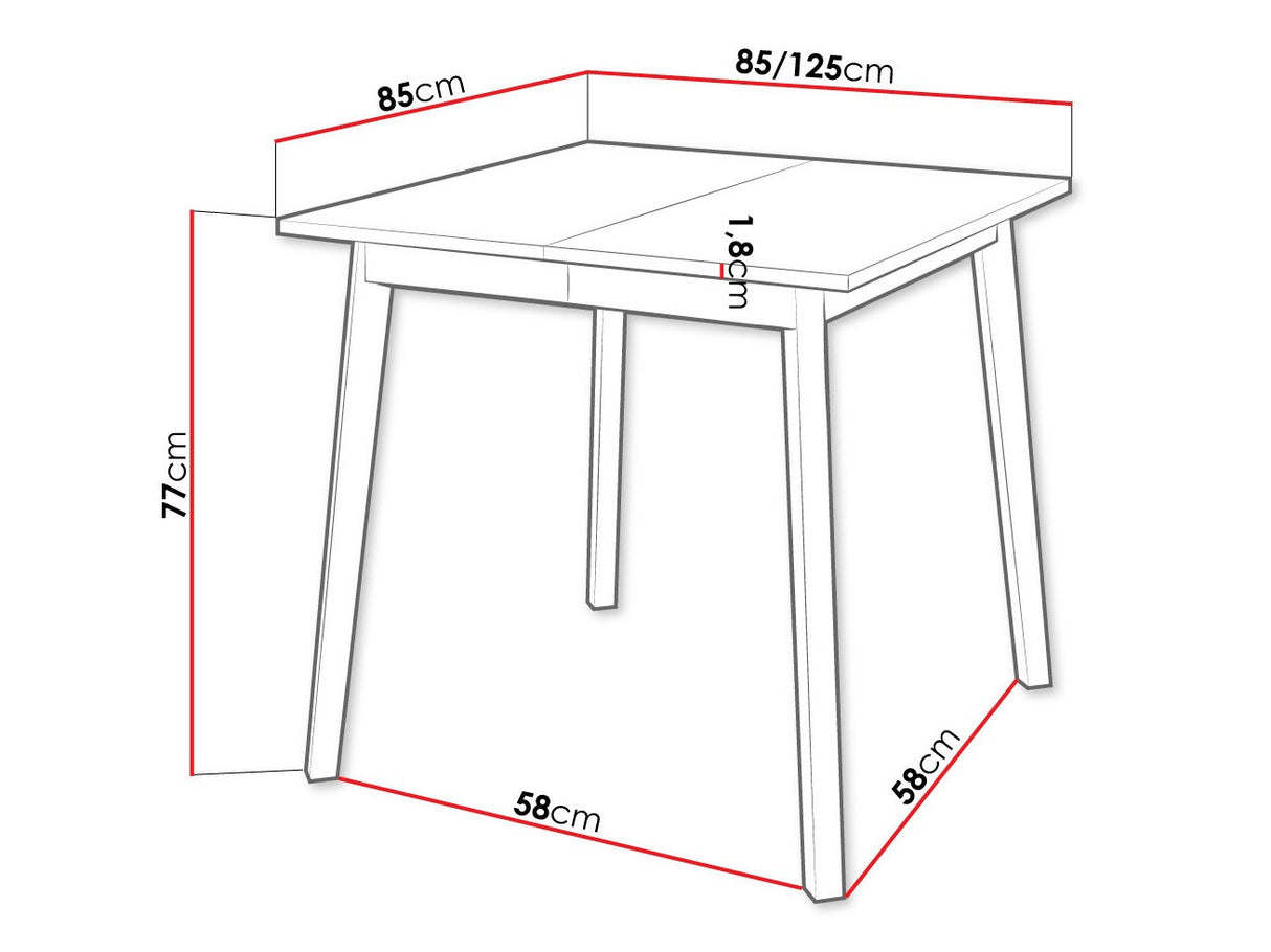 Asztal Stół ARIEL S 85x85, Szín: Fehér + Fekete