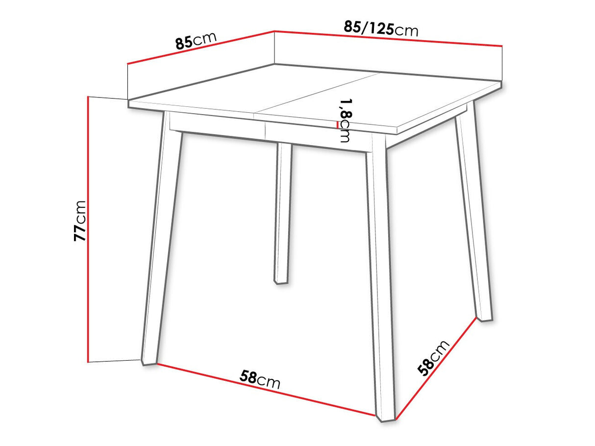 Asztal Stół ARIEL S 85x85, Szín: Szürke márvány + Fekete