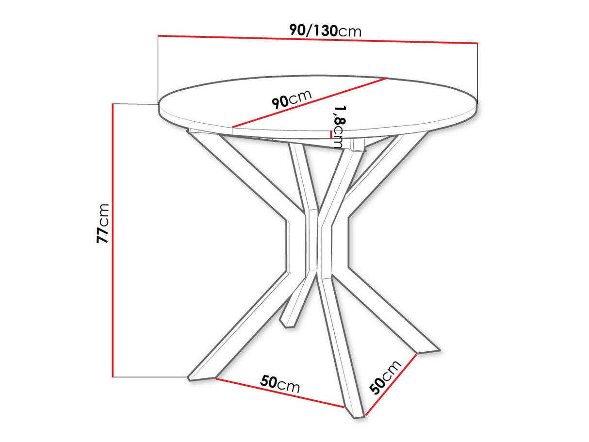 Asztal Stół DIONE M 90, Szín: Fehér + Fekete