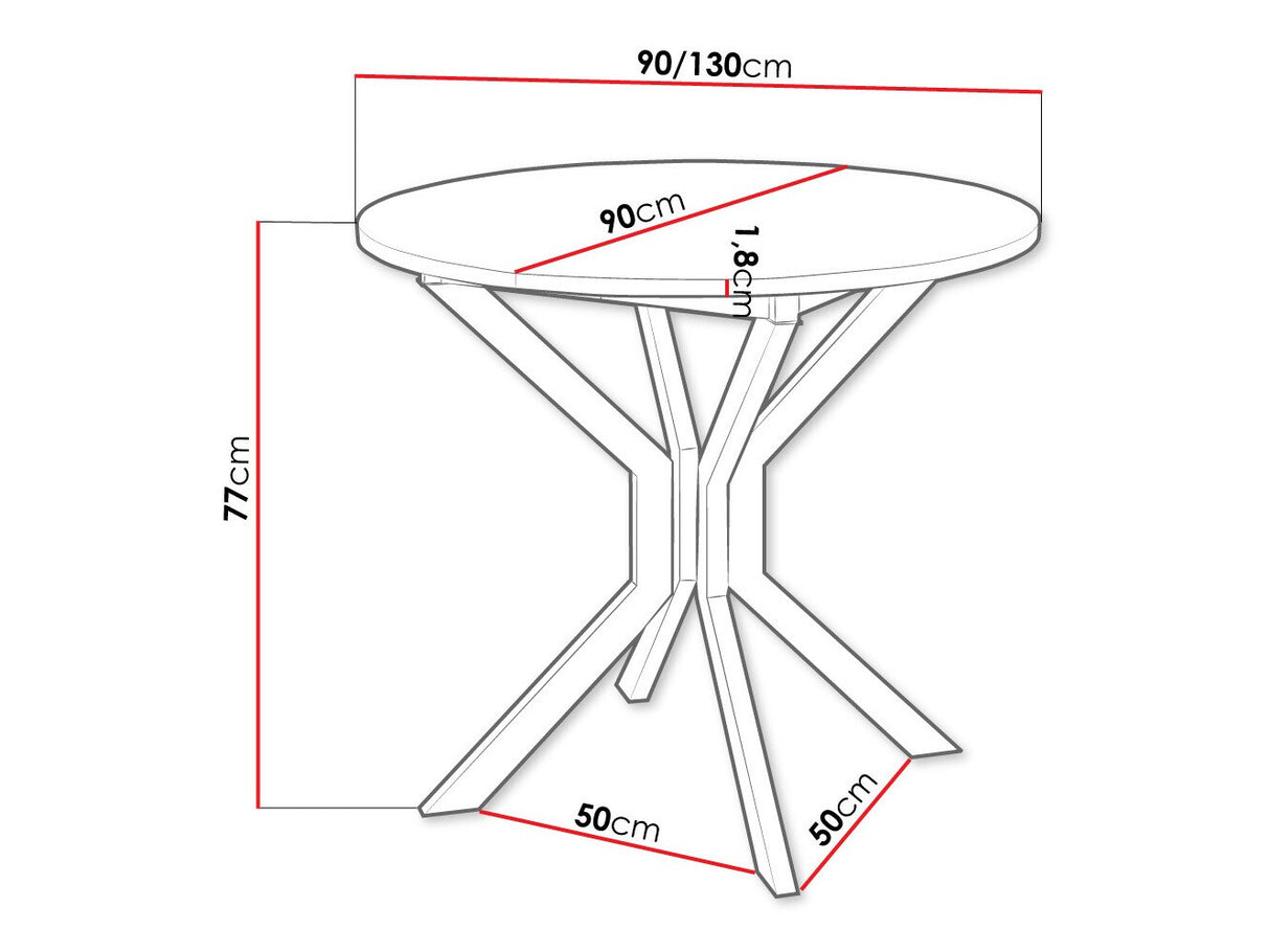 Asztal Stół DIONE M 90, Szín: Szürke márvány + Fekete