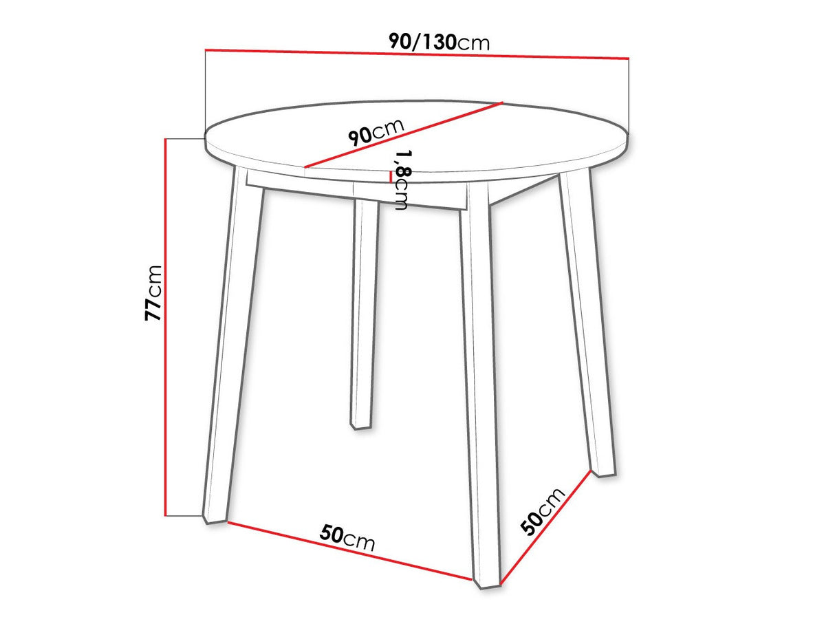 Asztal Stół DIONE S 90, Szín: Fehér + Fekete