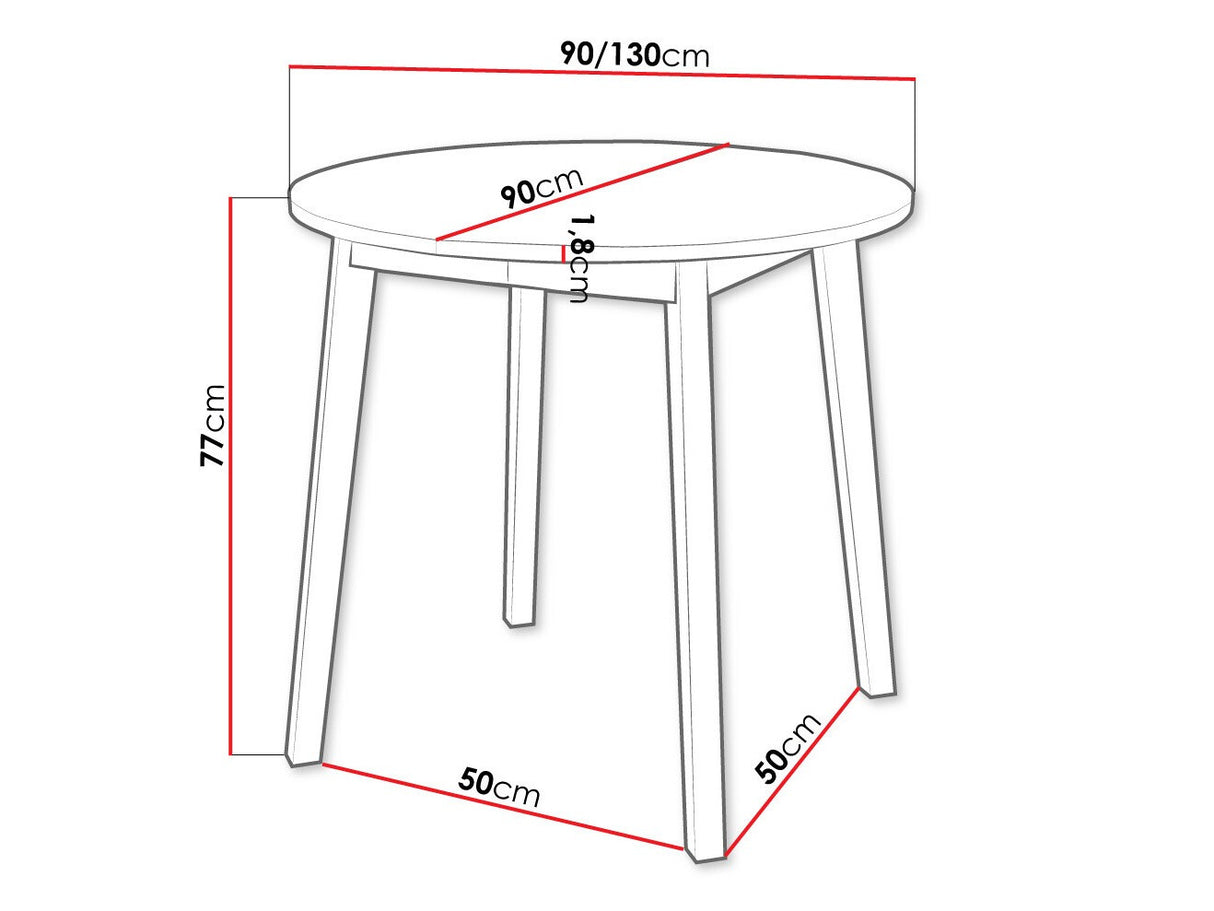 Asztal Stół DIONE S 90, Szín: Szürke márvány + Fekete
