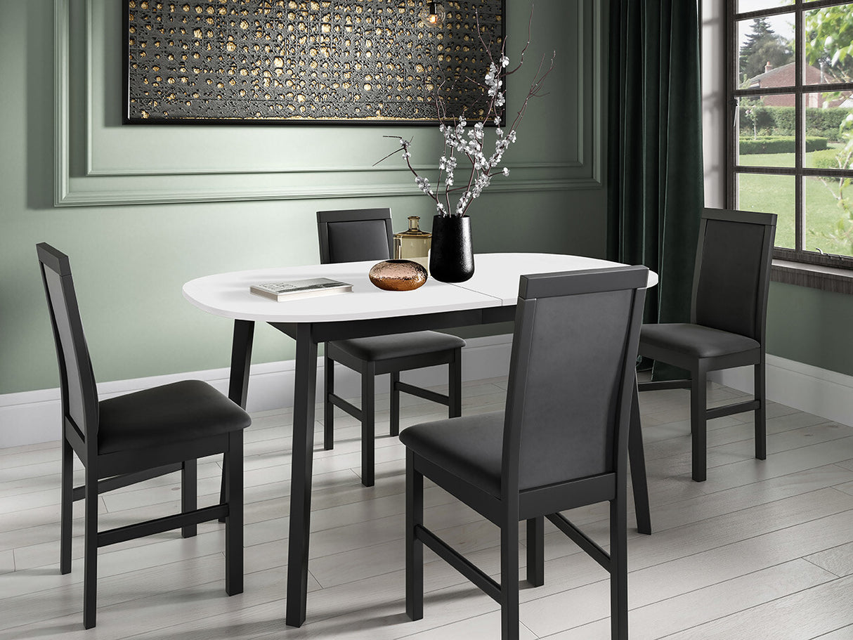 Asztal Stół KLEBO S 150x80, Szín: Fehér + Fekete