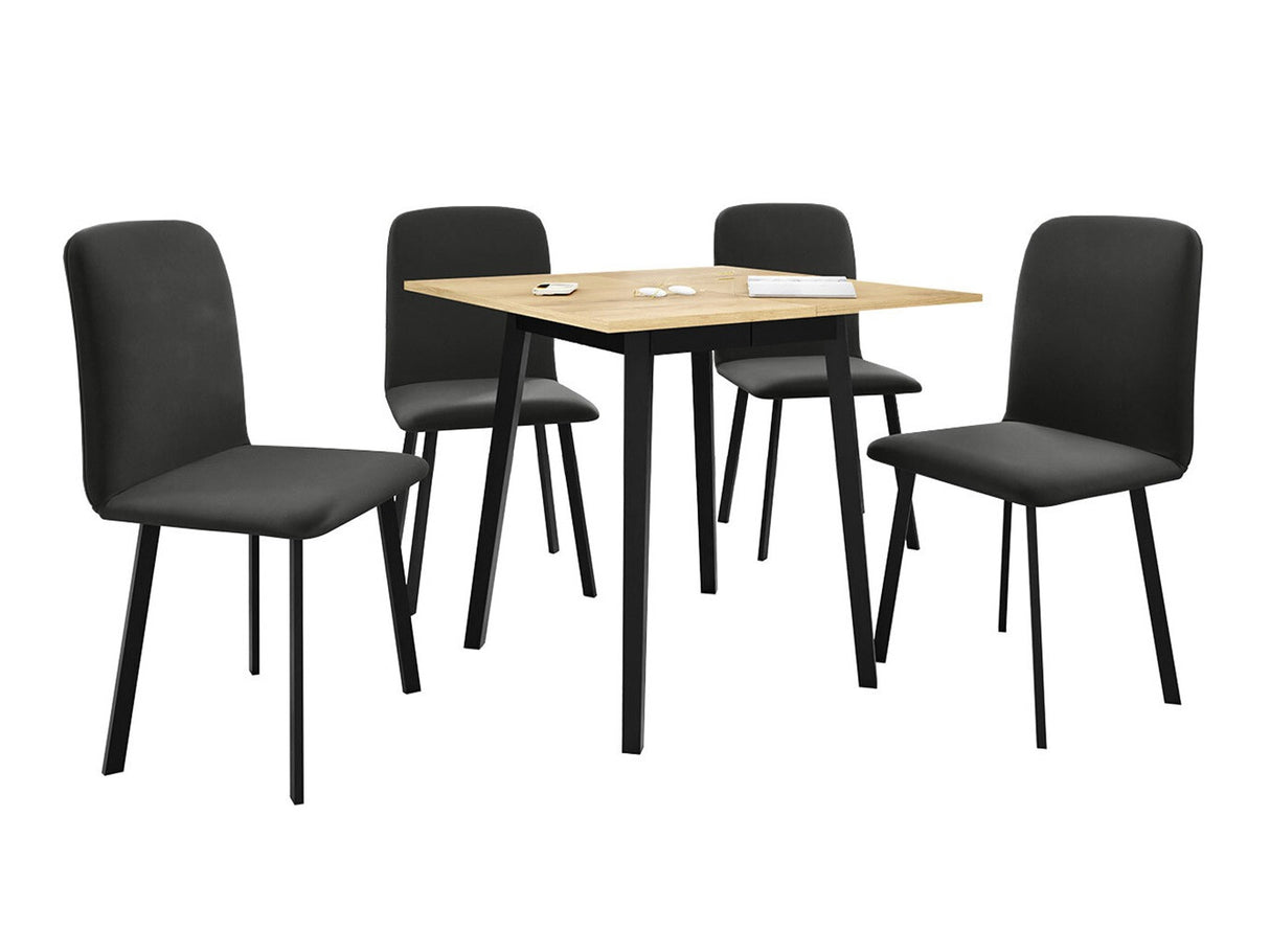 Étkezőgarnitúra Zestaw ARIEL S + 4 x LUKE, Fa színe: Kézműves aranytölgy + Fekete, Kárpit: Amor Velvet 4321